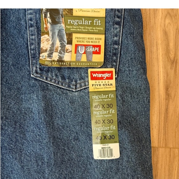 Wrangler Five Star Mens Regular Fit Jeans 40x30 Denim Cotton Blend - Picture 3 of 7